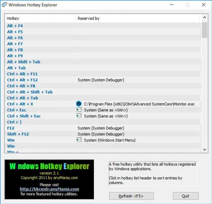 Windows Hotkey Explorer